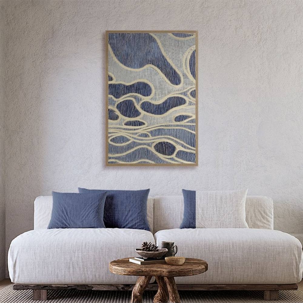 Tableau Abstrait Beige Bleu Evoa Design