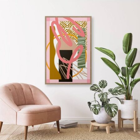 Tableau Abstrait Patchwork Rose