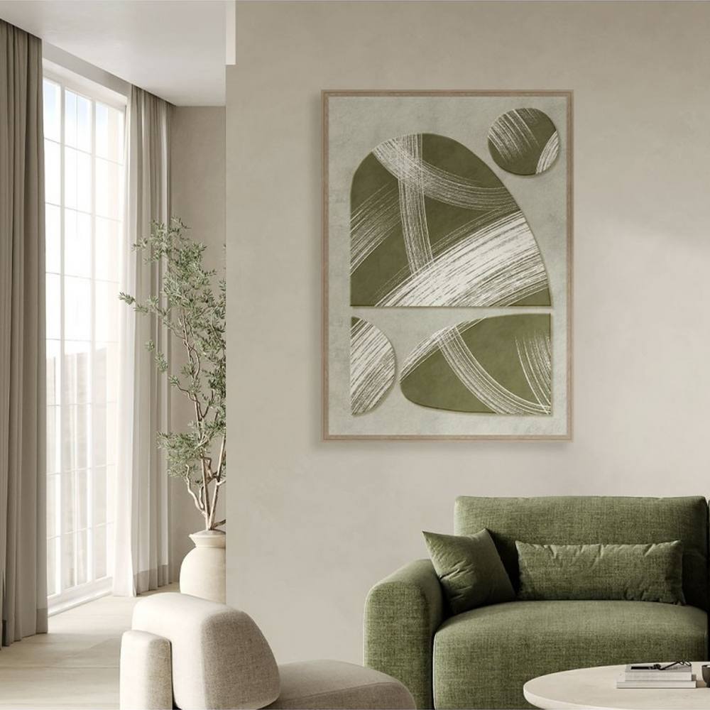 Tableau Abstrait Vert Beige Evoa Design