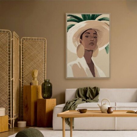 Tableau Femme Chapeau et Palmier Evoa Design