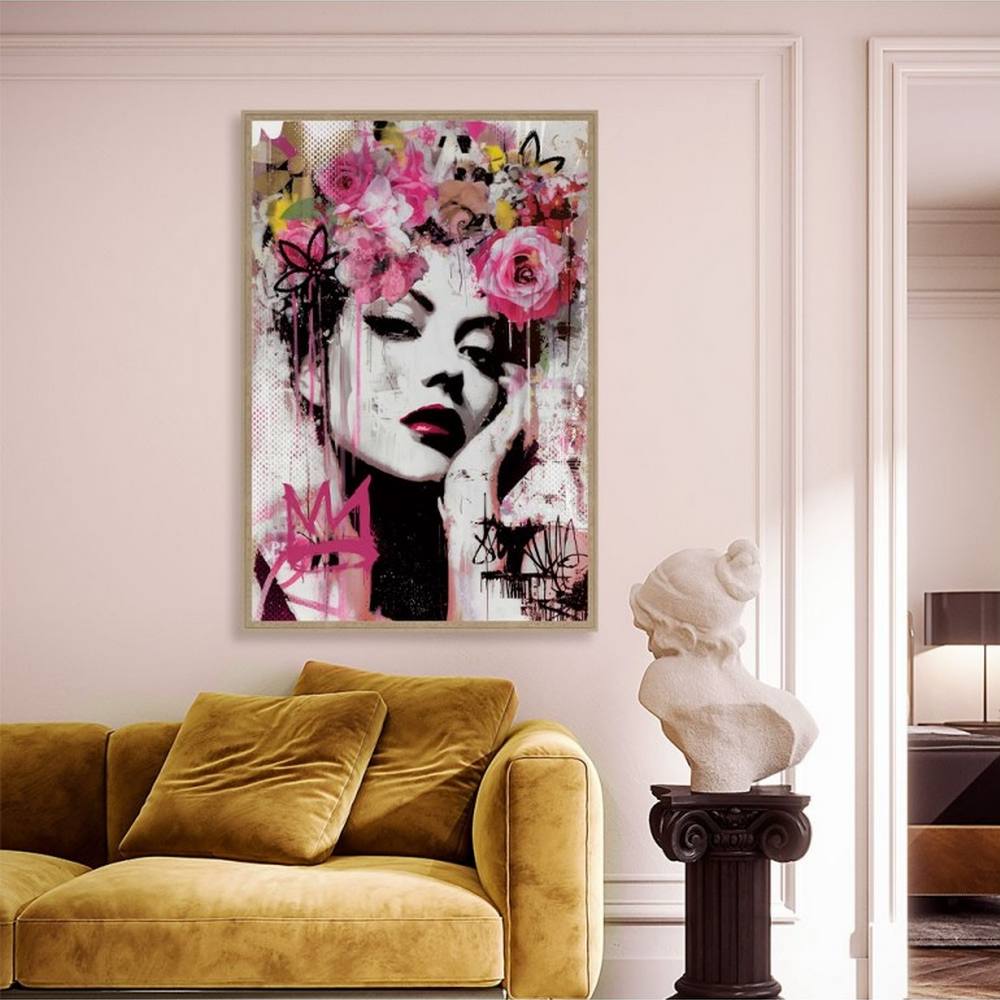 Tableau Femme Fleurs Roses Evoa Design