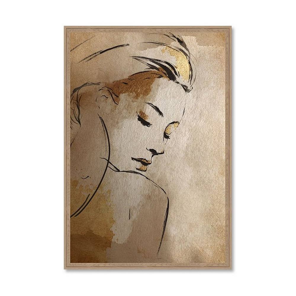 tableau_femme_profil_beige_dore_evoa_design_caf_25062_effet_tache_cafe Tableau Femme Profil