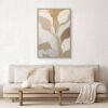 Tableau Feuillage Beige Marron Blanc