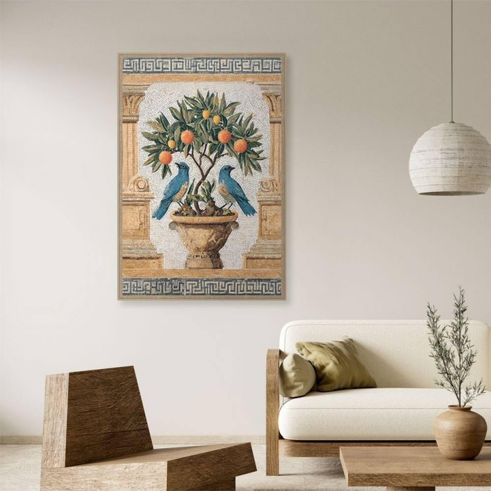tableau_oiseaux_er_oranger_evoa_design_mosaique_antique_caf-25015 Tableau Oiseaux et Oranger Evoa Design