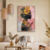 Tableau Portrait Femme Fleur Orange