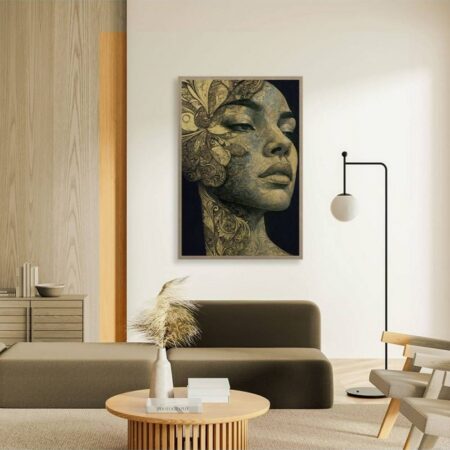 Tableau Portrait Femme Profil Doré Evoa Design