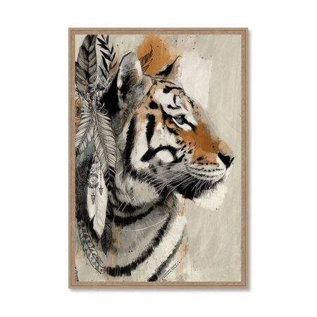 Tableau Tigre et Plumes Evoa Design