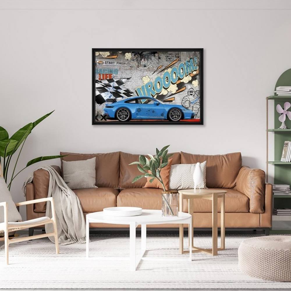 cadre_992_racing_rubix_deco_salon_voiture_bleu_nice cadre 992 Racing rubix