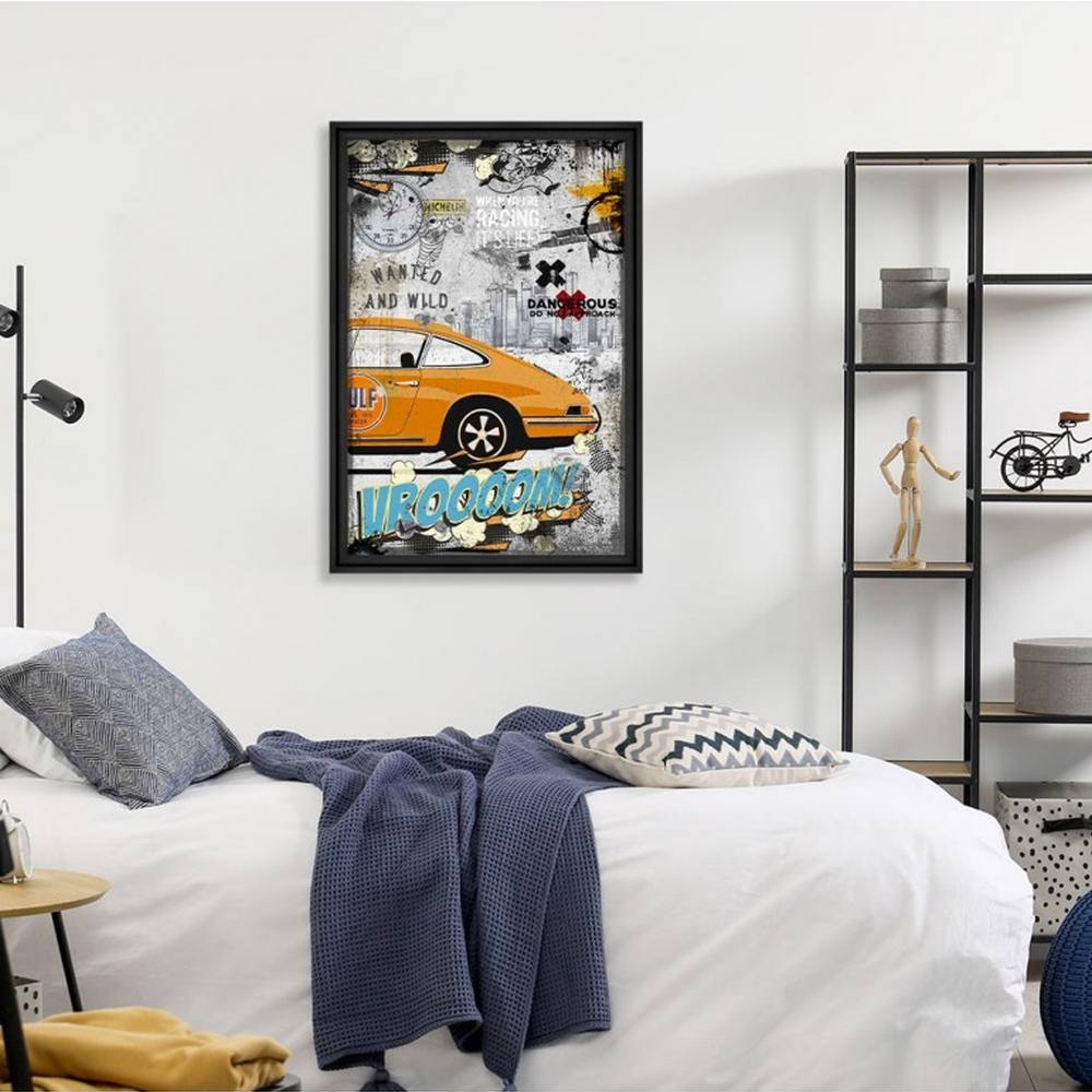 cadre_porsche_orange_vroomm_rubix_objet_decoratif_chambre_adolescent_voiture_argenteuil cadre Porsche Orange Vroomm rubix