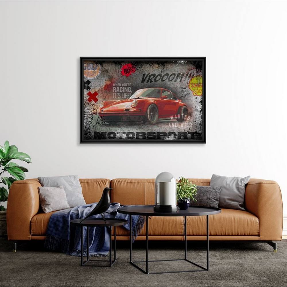 cadre_porsche_red_paff_rubix_decoration_originale_salon_voiture_ancienne_perpignan cadre Porsche Red Paff rubix