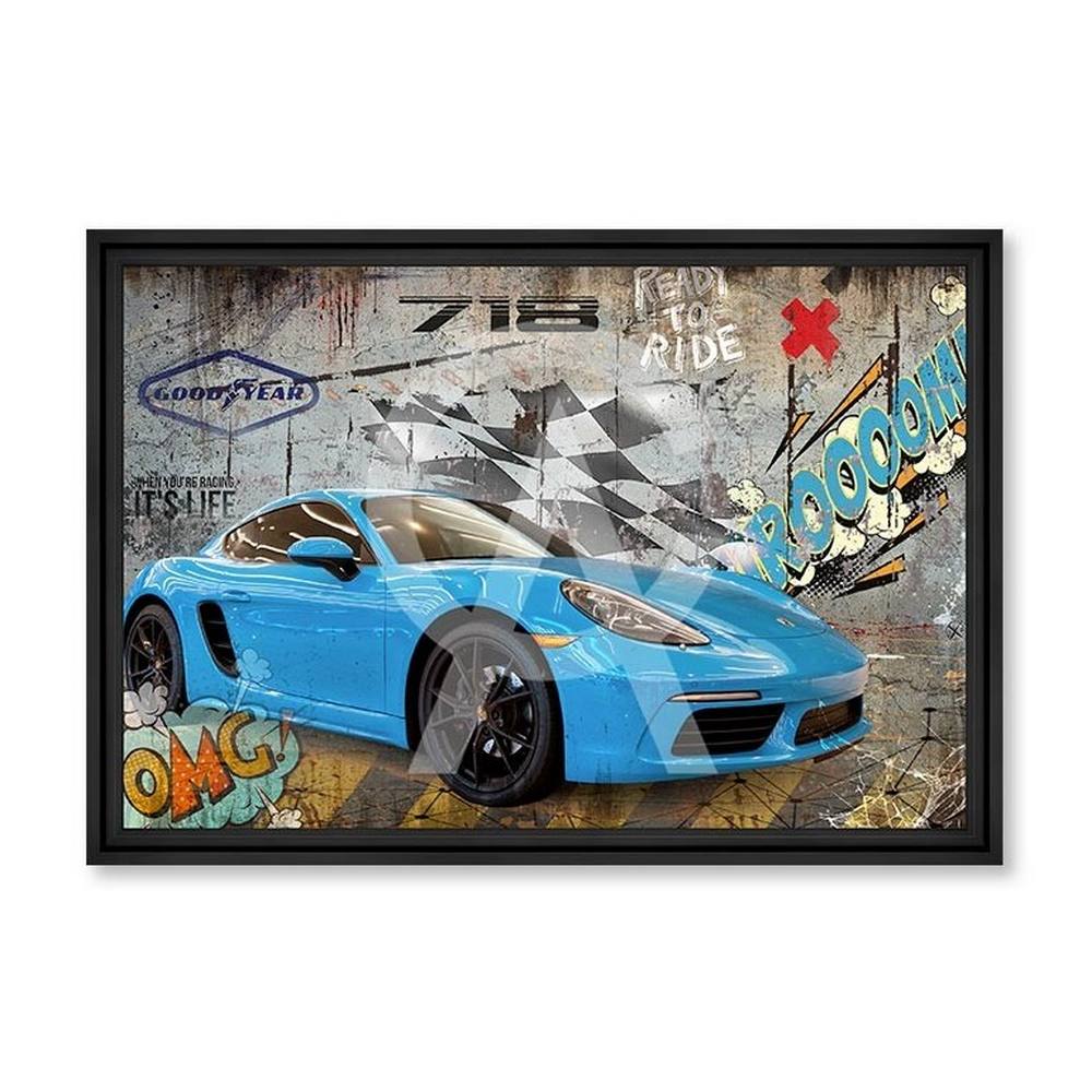 tableau_718_omg_rubix_voiture_sport_bleue_street_art_avignon tableau 718 OMG rubix