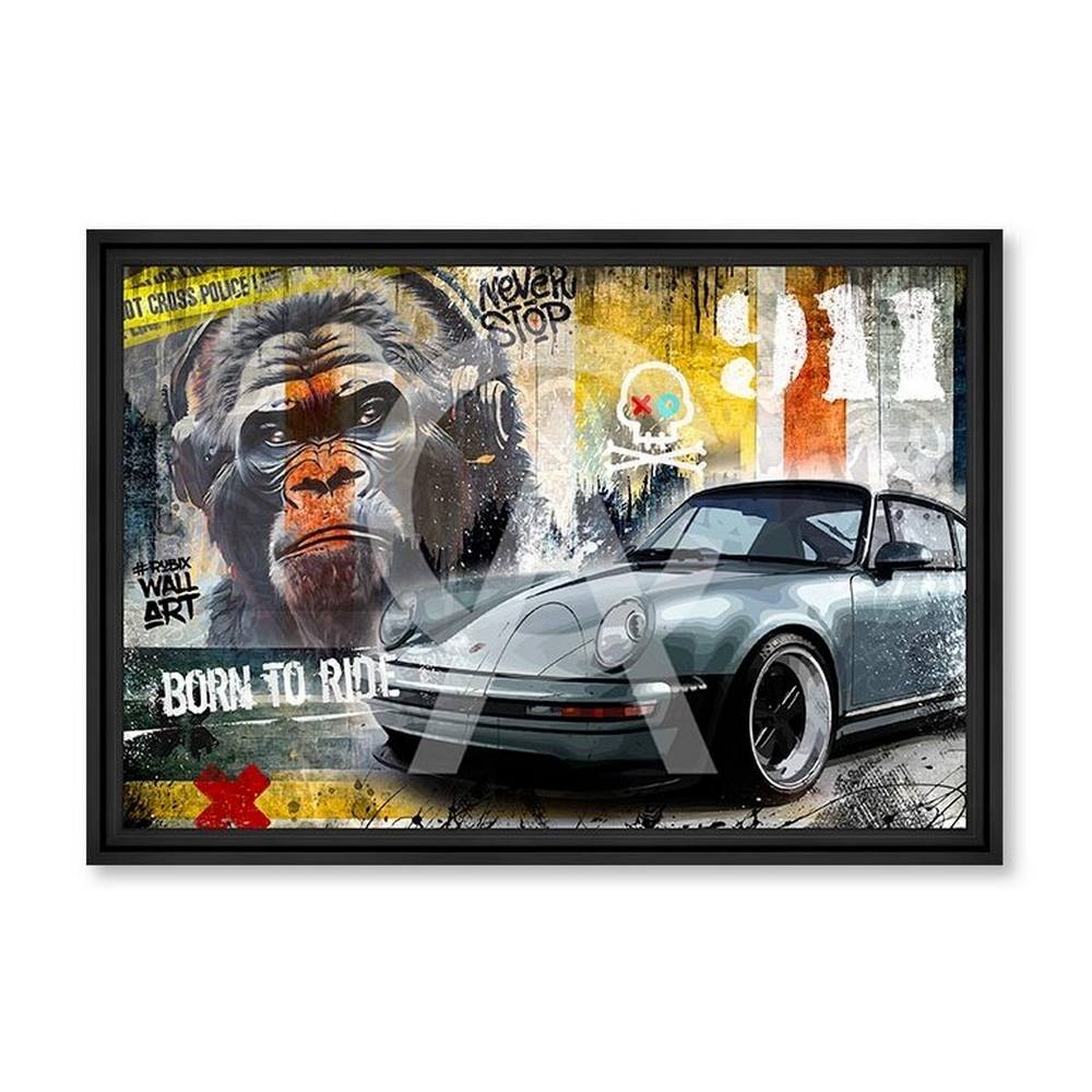 tableau_911_never_stop_rubix_born_to_ride_gorille_casque_musique_porsche tableau 911 Never Stop rubix