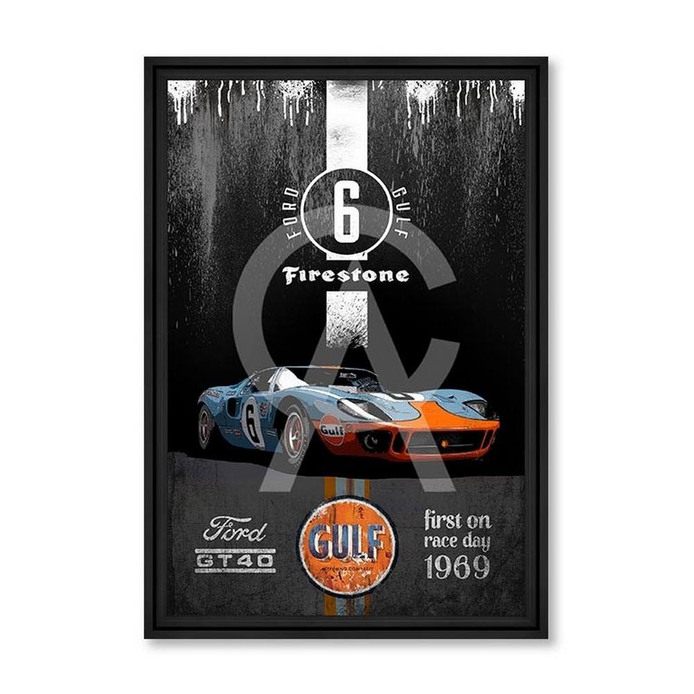 tableau_first_gt40_rubix_ford_firestone_voiture_bleu_orange_1969 tableau First GT40 rubix