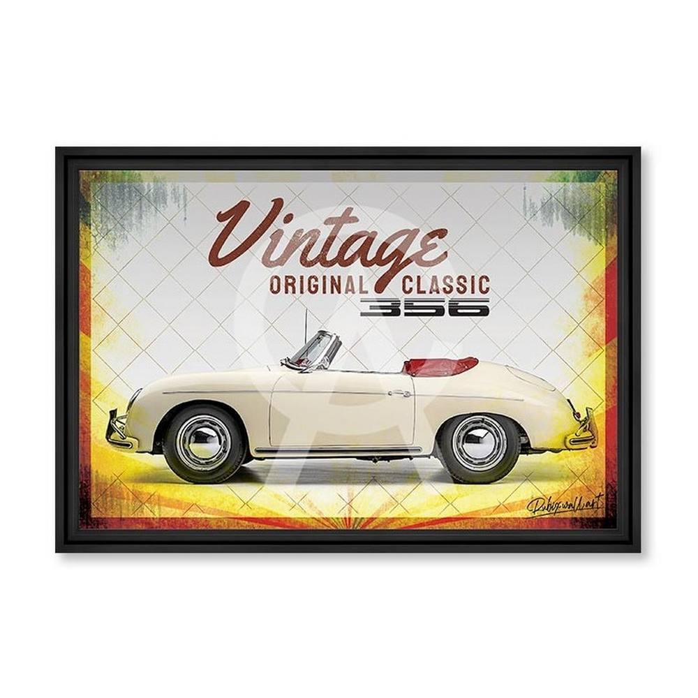tableau_porsche_356_rubix_voiture_blanche_vintage_original_classic tableau Porsche 356 rubix