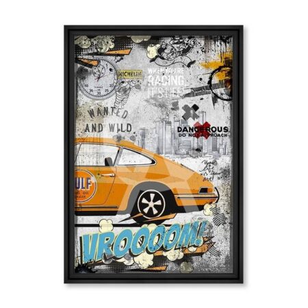 tableau Porsche Orange Vroomm rubix