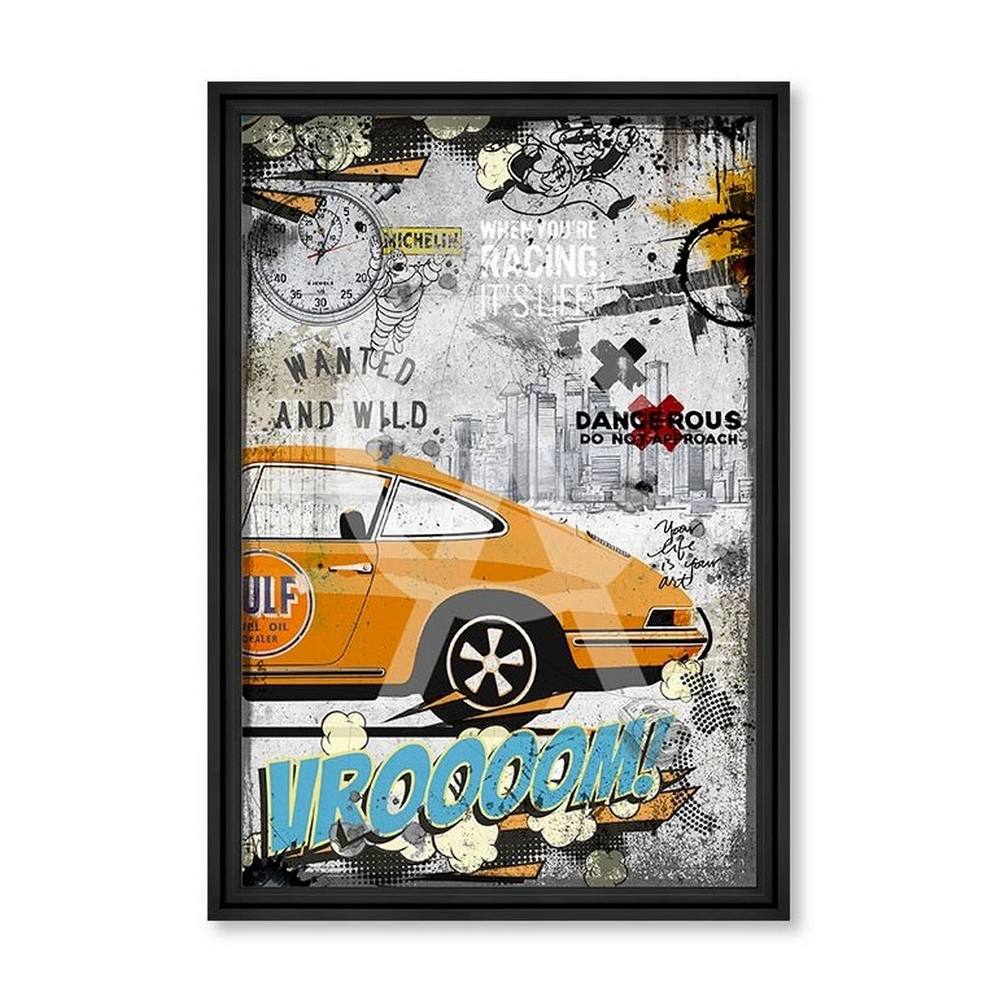 tableau_porsche_orange_vroomm_rubix_voiture_sportive_motorsport_street_art tableau Porsche Orange Vroomm rubix