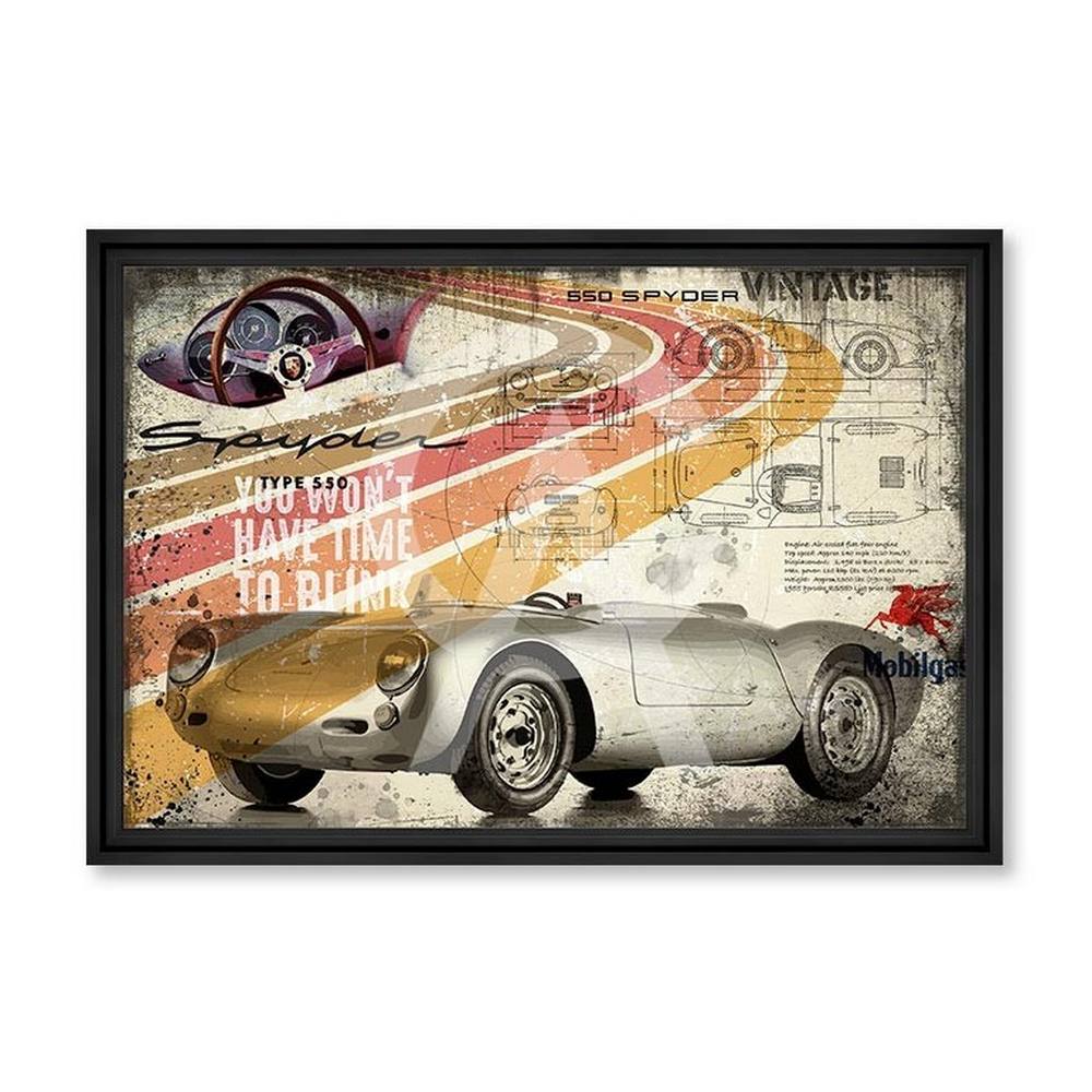 tableau_retro_550_spyder_rubix_voiture_grise_retro_shema_dessin tableau Retro 550 Spyder rubix