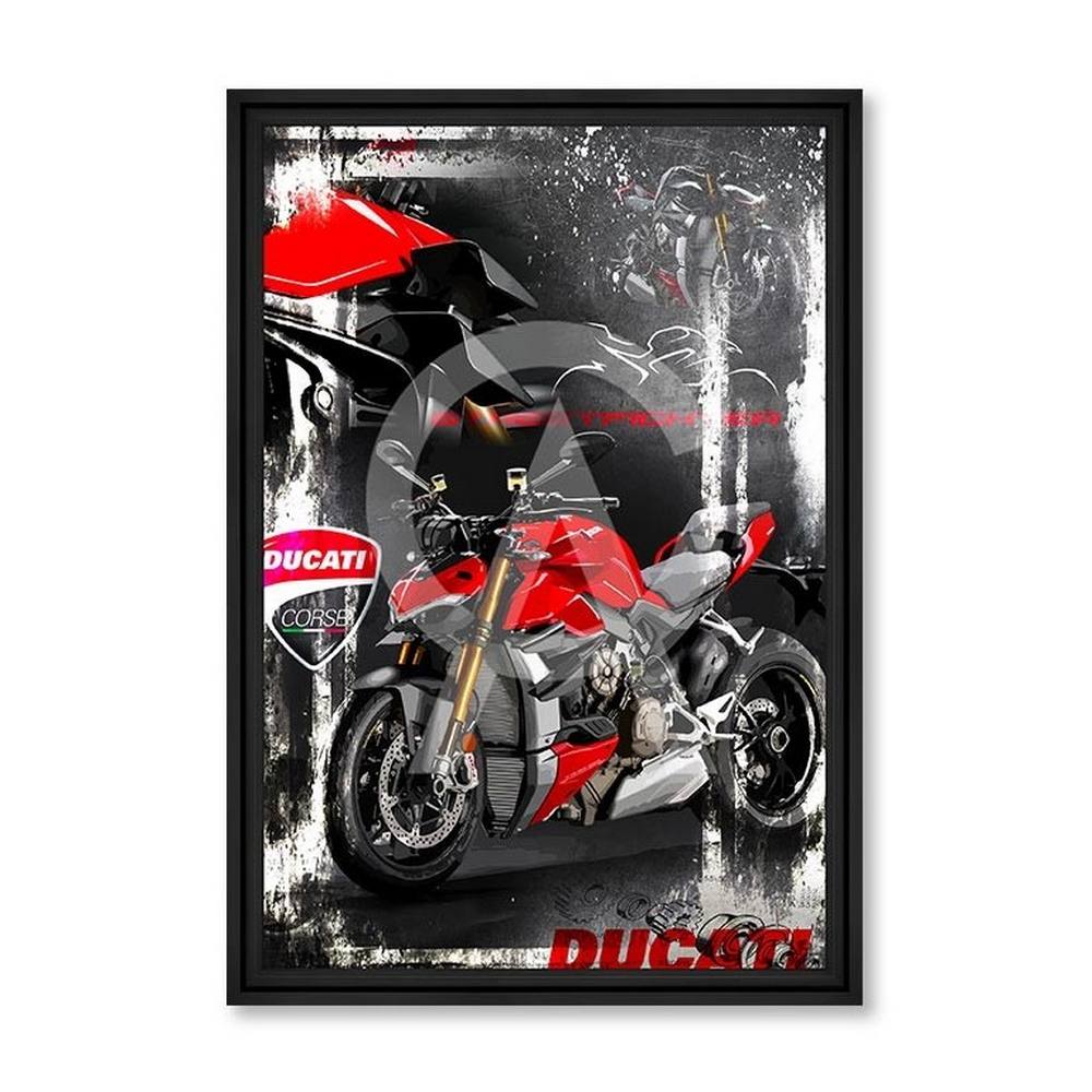 tableau_streetfighter_ducati_rubix_moto_ducati_rouge_cadre_noir tableau Streetfighter Ducati rubix
