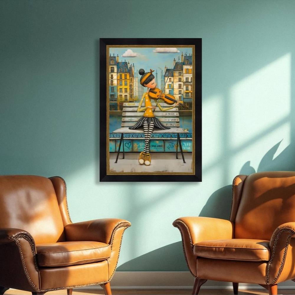 cadre_romaric_la_violoniste_sur_le_banc_idee_cadeau_femme_roubaix cadre romaric la Violoniste sur le Banc