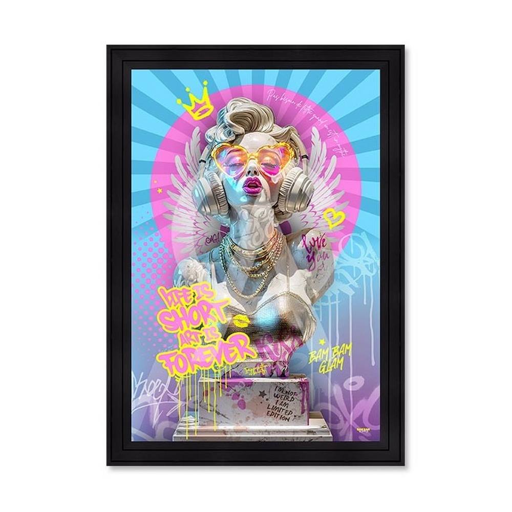 tableau_bam_bam_bam_sarah_b_marilyn_life_is_short_art_is_forever_femme_statue_buste tableau Bam Bam Bam sarah b