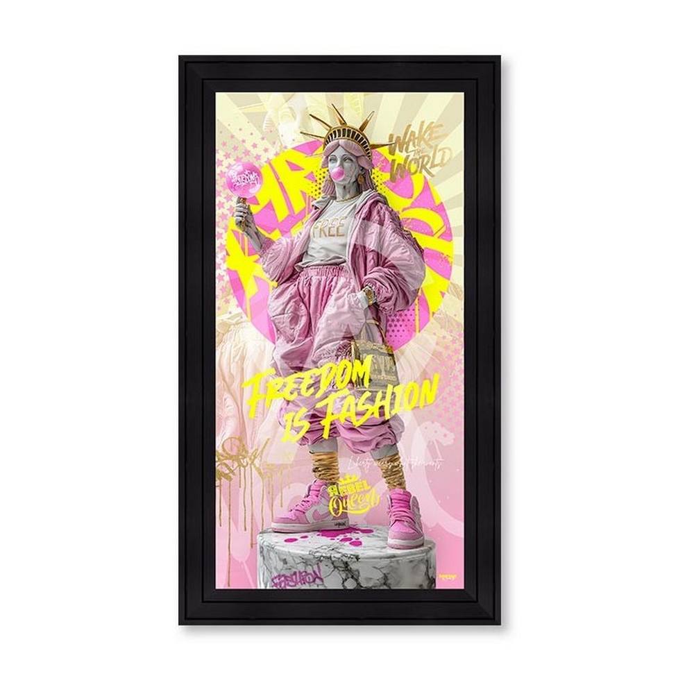 tableau_freedom_is_fashion_sarah_b_liberty_street_art_rose_jaune_toulosue tableau Freedom is Fashion