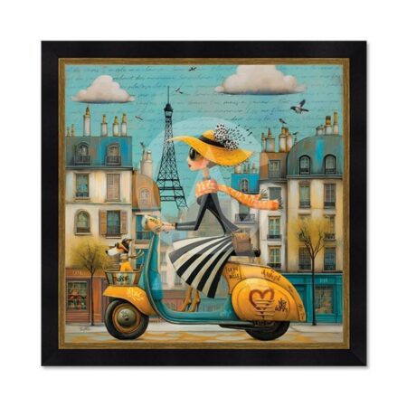 tableau la Parisienne sur son Scooter romaric