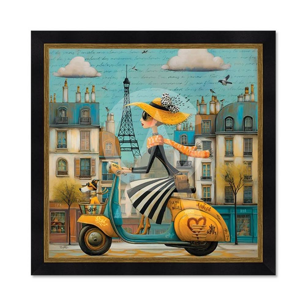 tableau la Parisienne sur son Scooter romaric