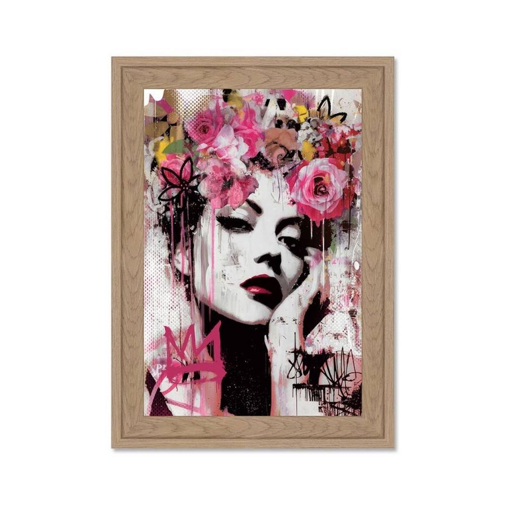 objet déco salon Portrait Féminin Fleuris