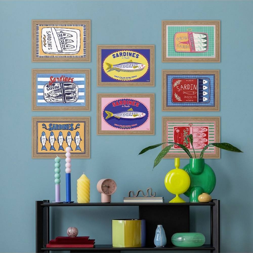 Cadeau Femme Boites sardines poissons multicolores couleurs