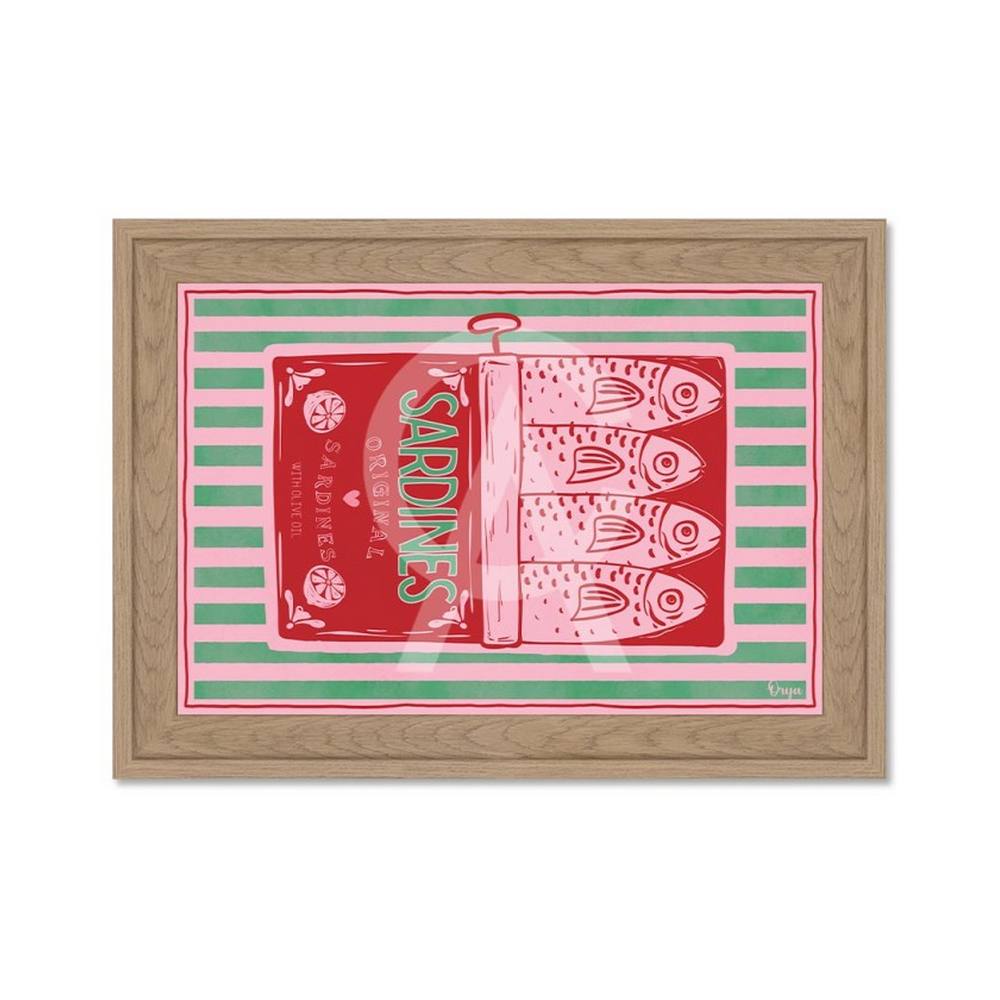 Cadre Boite Sardines Vertes Rouges