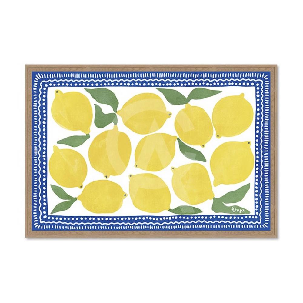 Cadre Citrons Jaunes Bleus