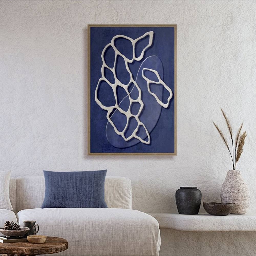 Cadre Déco Abstrait Bleu Beige