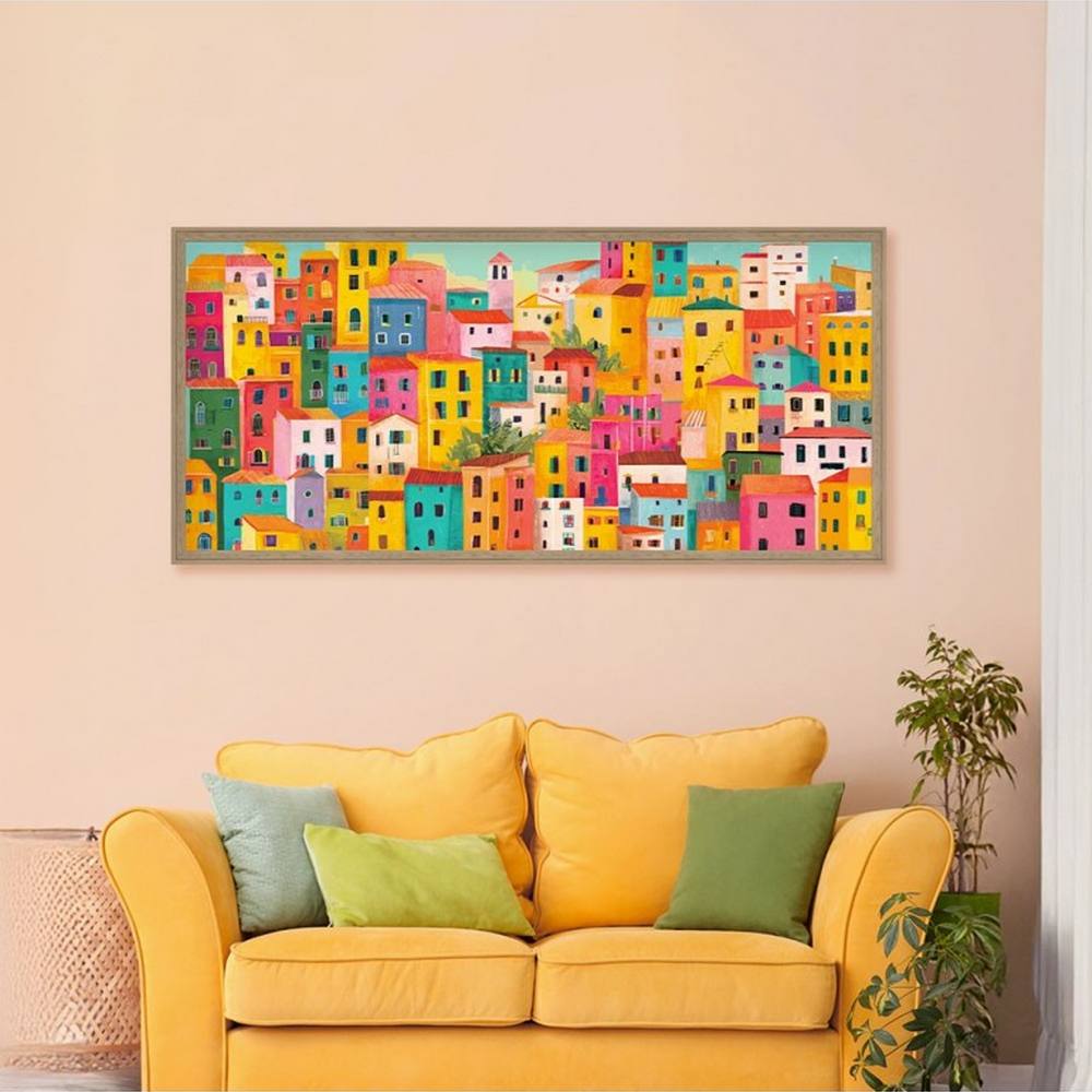 Cadre Déco Maisons Multicolores