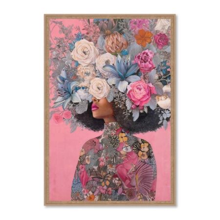 Cadre Femme Chevelure Fleuris