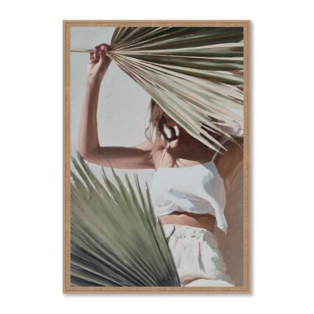 Cadre Femme Feuilles Palmiers Vertes