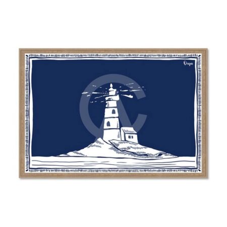 Cadre Phare Blanc Fond Bleu