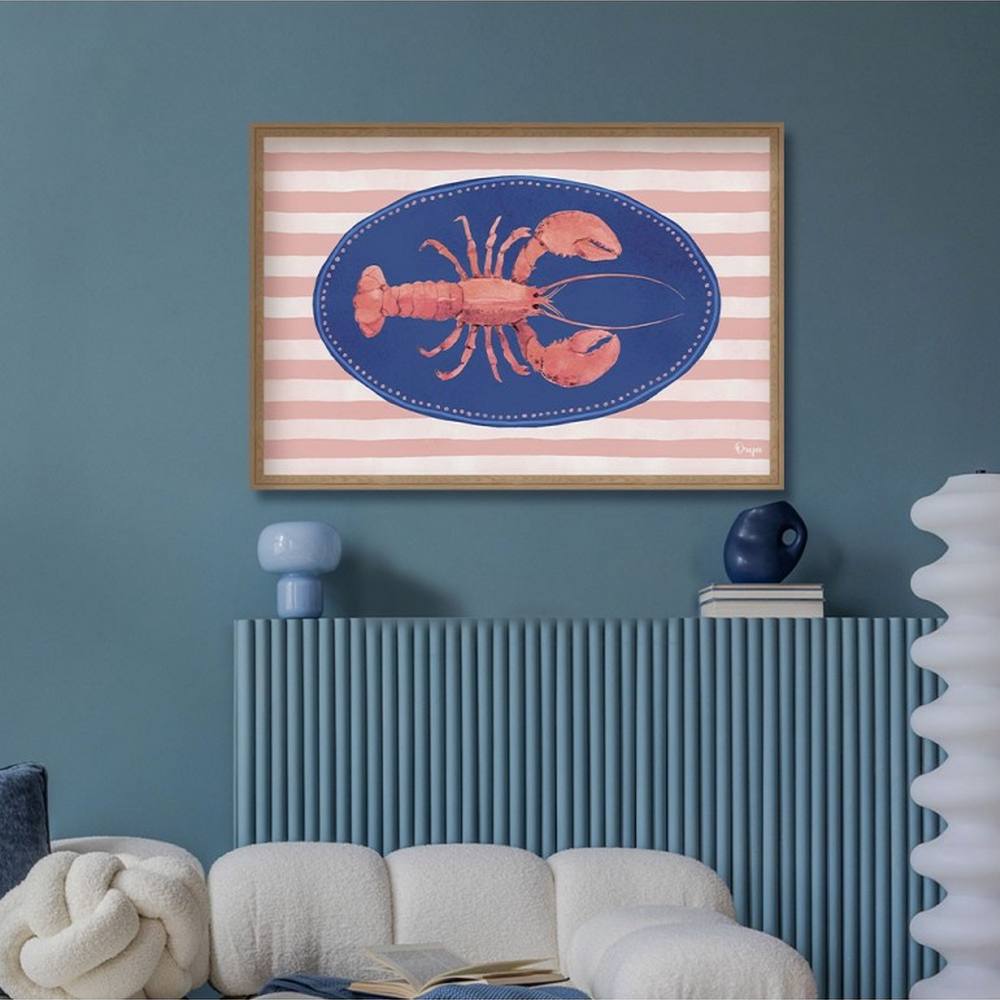 Déco Salon Bleu Homard Rayures