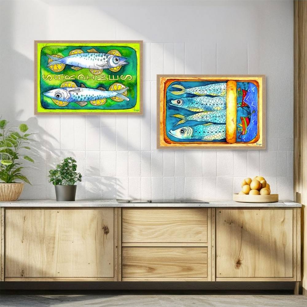 Décoration Cuisine Sardines Bleu