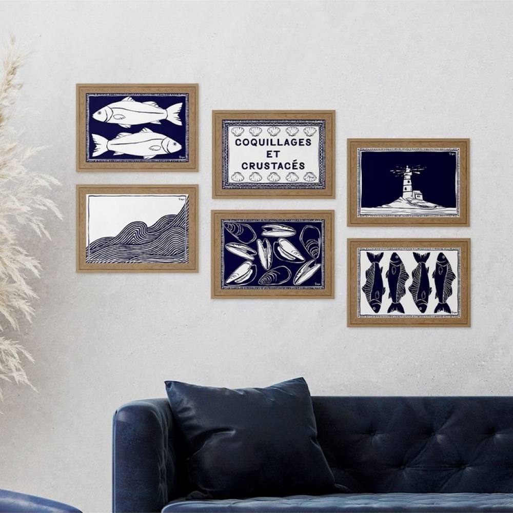 décoration marine Bleu Blanc Poissons