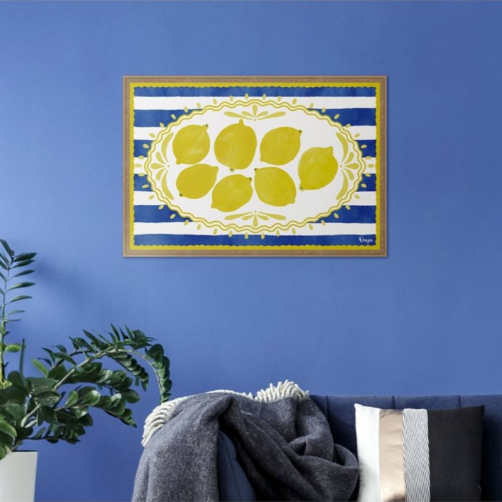 Idée décoration Citrons rayés jaunes bleus