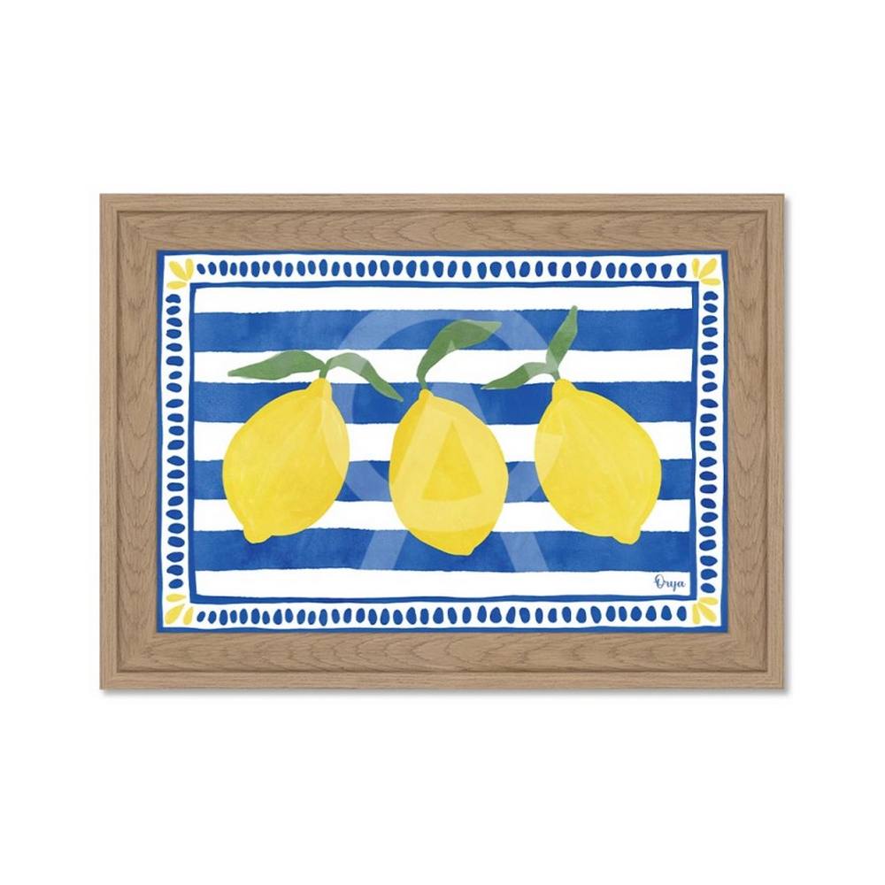 Mini Encadrement Citrons Feuilles Vertes
