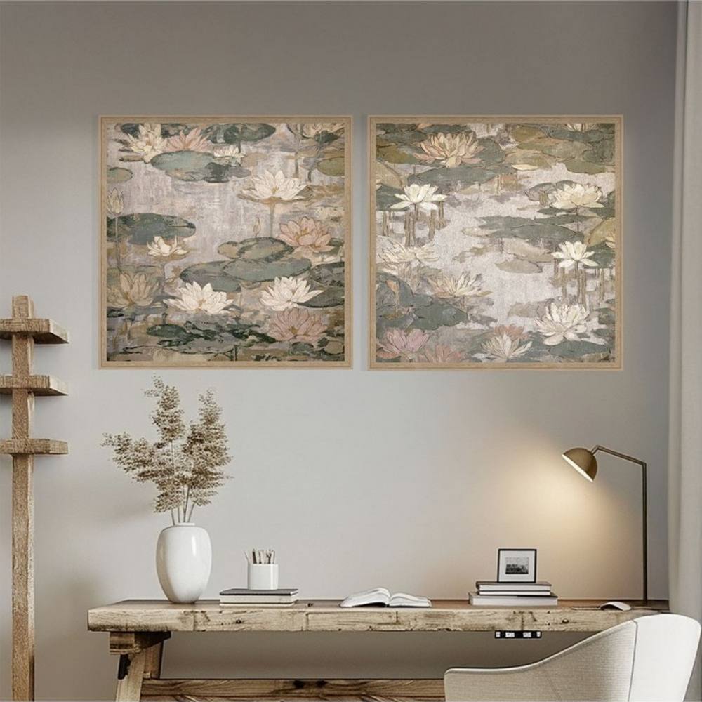 Objet Décoration Élégante Nénuphar Fleurs Beige