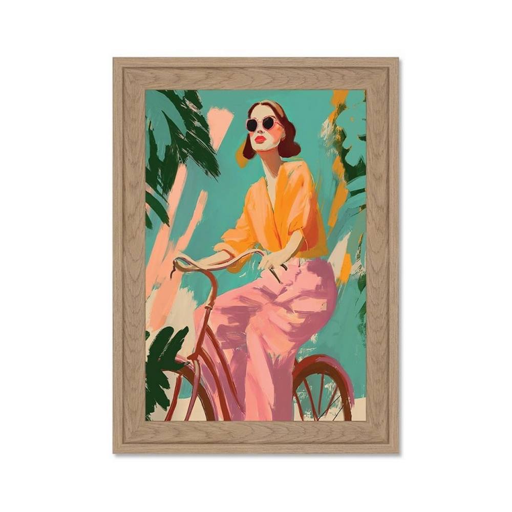 Petit Tableau Rétro Femme Vélo