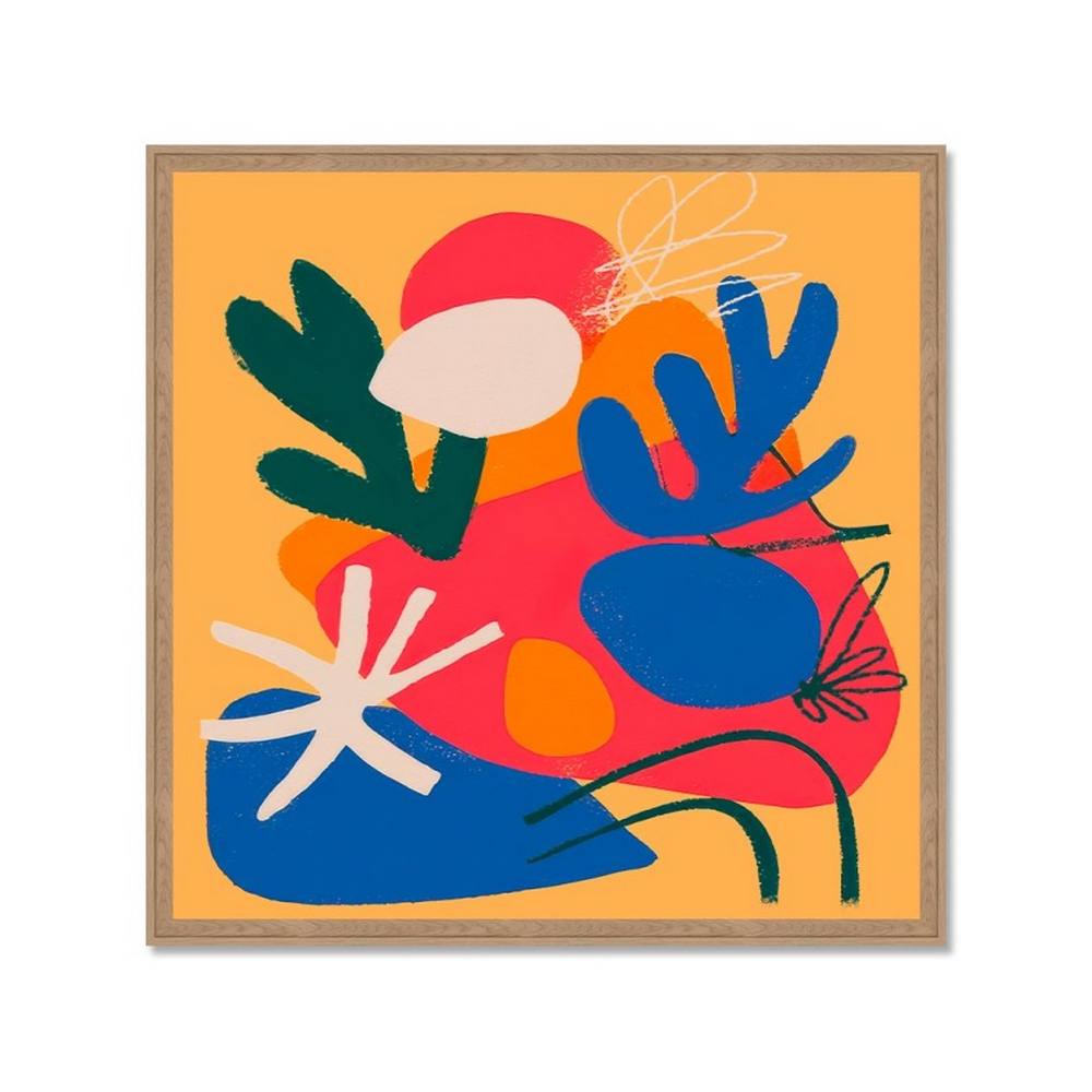 Tableau Abstrait Moderne Bleu Orange