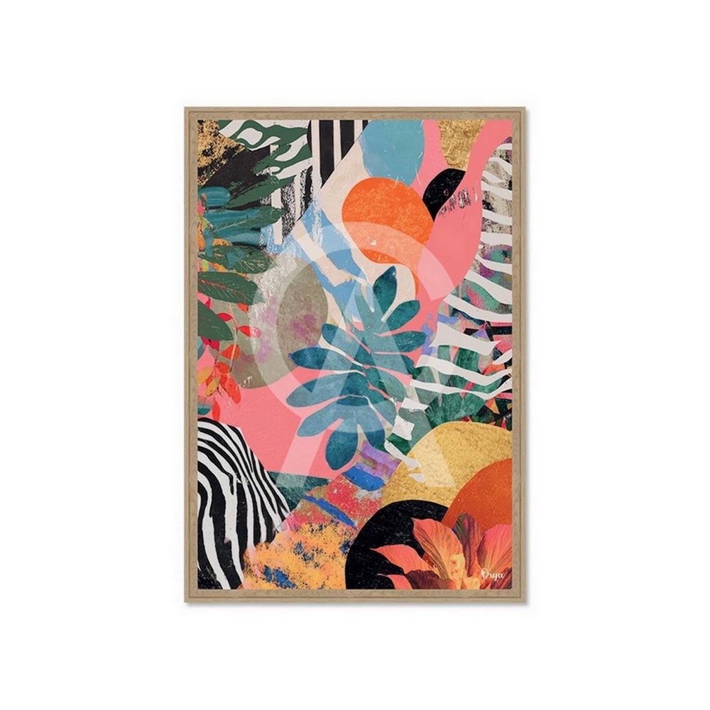 Tableau Abstrait Végétal Multicolore