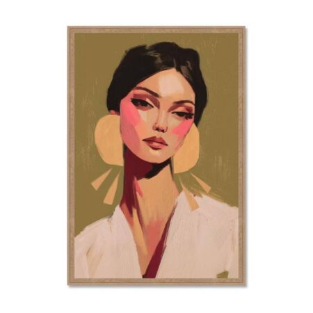 Tableau Portrait Femme Boucle Doré