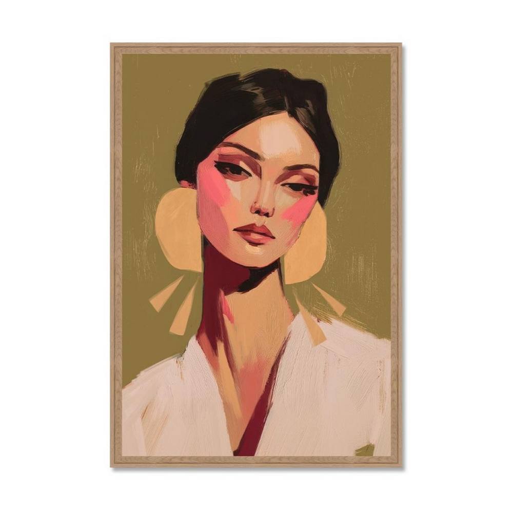 Tableau Portrait Femme Boucle Doré