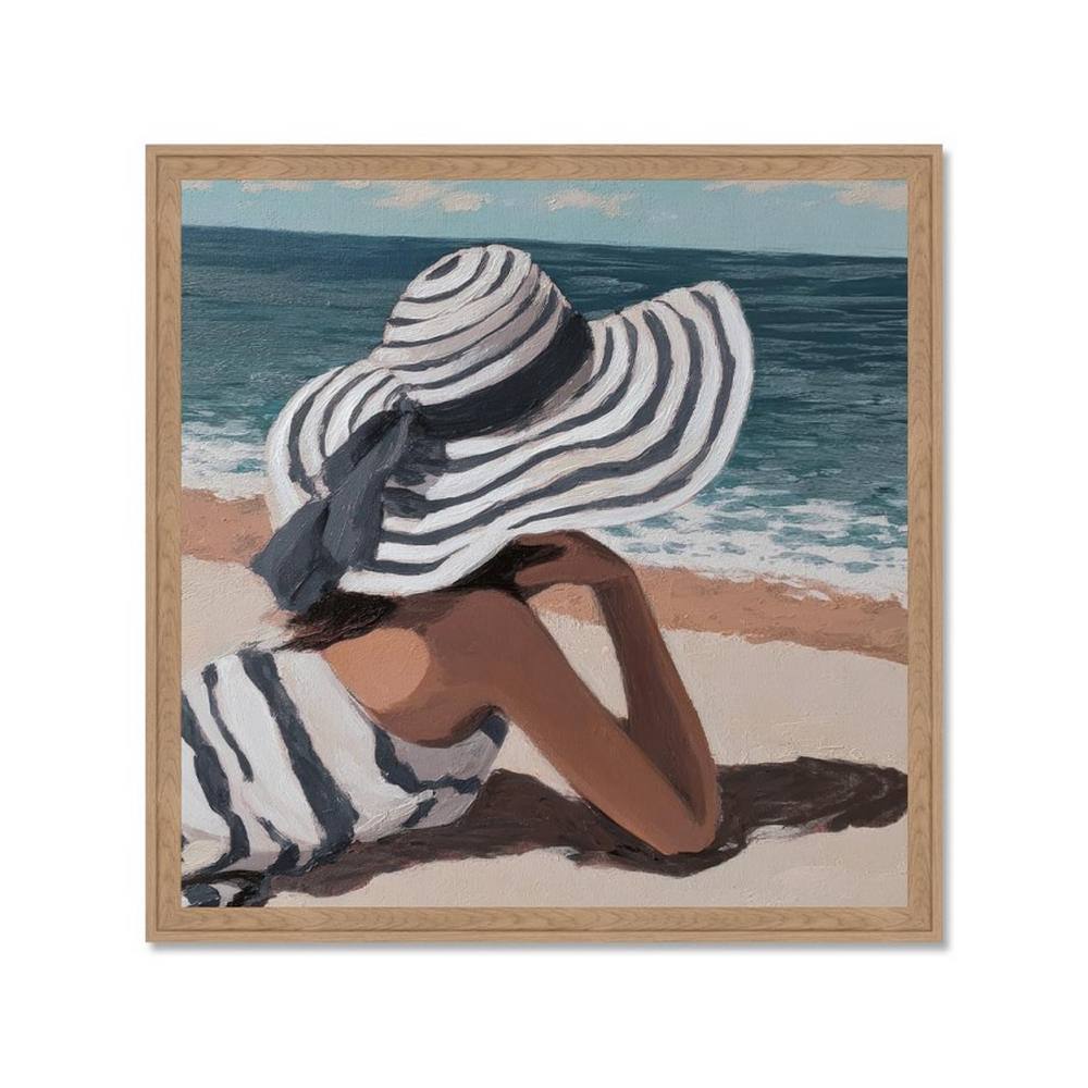 Tableau Femme Chapeau Rayé