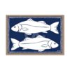 Tableau Poissons Blanc Fond Bleu