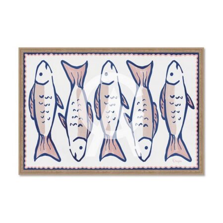 Tableau Poissons Fond Blanc Rose